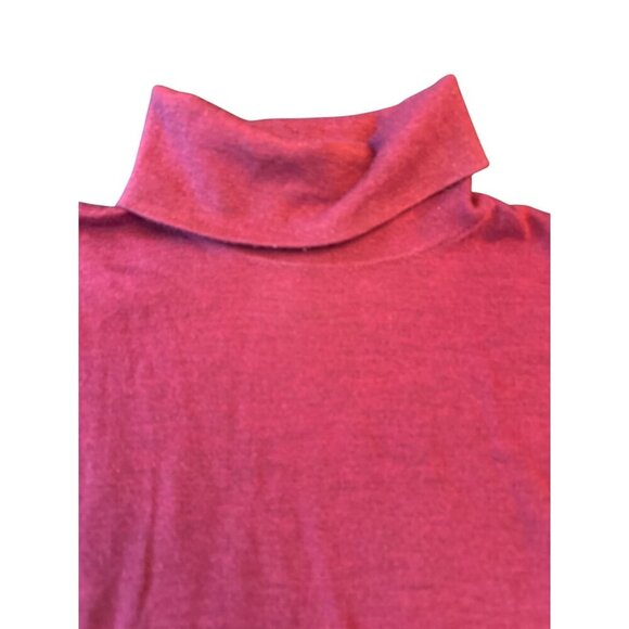 Eileen Fisher XS Merino Wool Red Turtleneck Long Tunic Sweater Minimalist - Picture 2 of 5